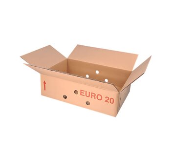 Boîte Euro entière 20 - 60 x 40 x 20 cm - Double vague - Avec poignées - Avec trous