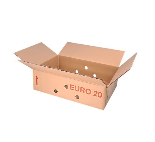 Hele Eurodoos 20 - 60 x 40 x 20 cm - Dubbele golf - Met handgrepen - Voorzien van gaten