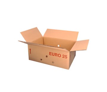 Boîte Euro complète 25 - 60 x 40 x 25 cm - Double vague - Avec poignées - Avec trous