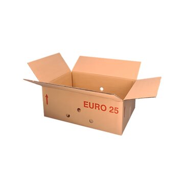 Boîte Euro complète 25 - 60 x 40 x 25 cm - Double vague - Avec poignées - Avec trous