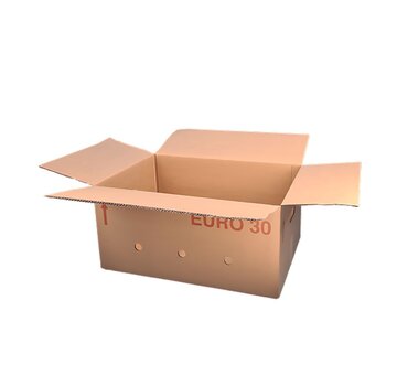 Boîte Euro complète 30 - 60 x 40 x 30 cm - Double vague - Avec poignées - Avec trous