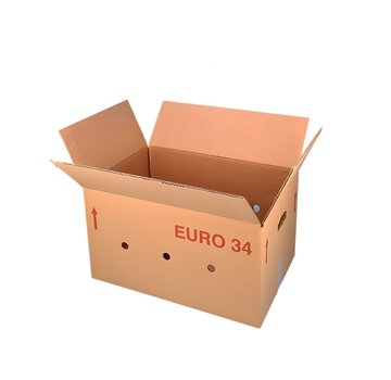 Hele Eurodoos 34 - 60 x 40 x 34 cm - Dubbele golf - Met handgrepen - Voorzien van gaten