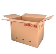 Boîte Euro entière 48 - 60 x 40 x 48 cm - Double vague - Avec poignées - Avec trous