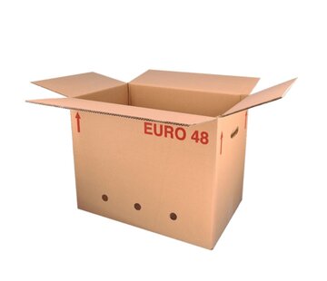 Boîte Euro entière 48 - 60 x 40 x 48 cm - Double vague - Avec poignées - Avec trous