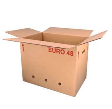 Boîte Euro entière 48 - 60 x 40 x 48 cm - Double vague - Avec poignées - Avec trous