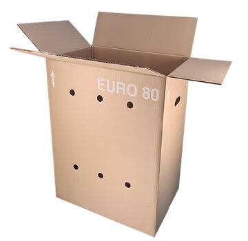 Boîte Euro entière 80 - 60 x 40 x 80 cm - Double vague - Avec poignées - Avec trous