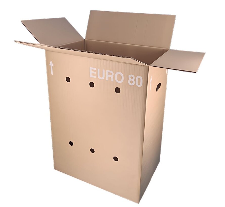 Boîte Euro entière 80 - 60 x 40 x 80 cm - Double vague - Avec poignées - Avec trous