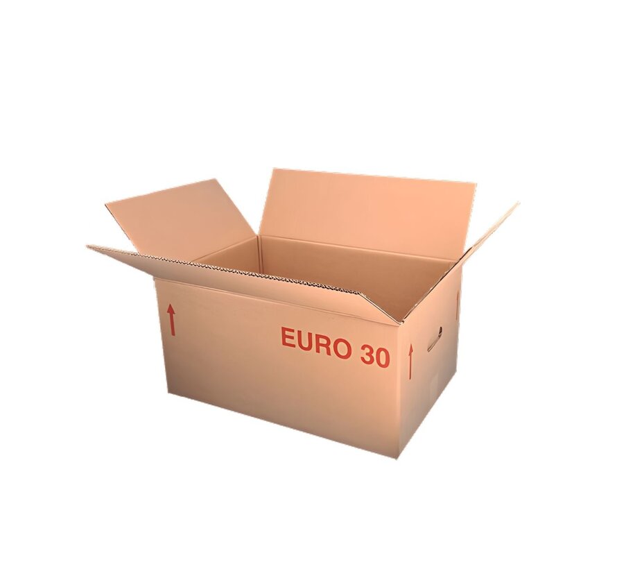 Boîte Euro complète 30 - 60 x 40 x 30 cm - Double vague - Avec poignées