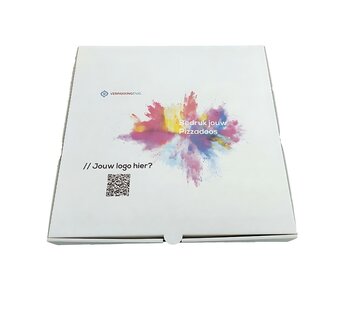 Specipack Boîte à pizza en carton ondulé blanc imprimée avec votre propre design - 33x33x4,5cm - Paquet de 100 pièces