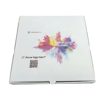 Specipack Pizzadoos golfkarton wit bedrukt met eigen ontwerp - 33x33x4,5cm - Bundel met 100 stuks