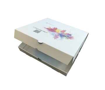 Specipack Boîte à pizza en carton ondulé blanc imprimée avec votre propre design - 33x33x4,5cm - Paquet de 100 pièces