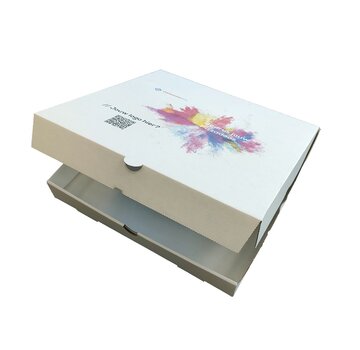 Specipack Boîte à pizza en carton ondulé blanc imprimée avec votre propre design - 33x33x4,5cm - Paquet de 100 pièces