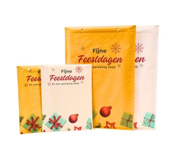 Bubbelenvelop Kerst - Fijne feestdagen - Verkrijgbaar in Wit/Bruin en C13/F16 - Doos 50 enveloppen