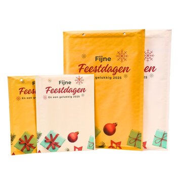 Bubbelenvelop Kerst - Fijne feestdagen - Verkrijgbaar in Wit/Bruin en C13/F16 - Doos 50 enveloppen