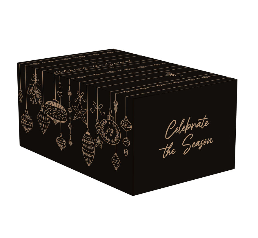 Geschenkdozen kerst - zwart - 390 x 290 x 300 mm - bundel met 15 dozen