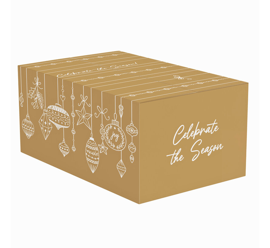 Geschenkdozen kerst - wit en bruin - 490 x 390 x 150 mm - bundel met 15 dozen