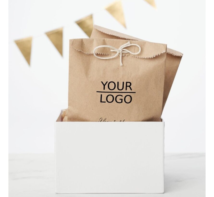 Sacs en papier imprimés - 15 x 22 cm - Kraft Brown - Boîte de 1 000 sacs imprimés
