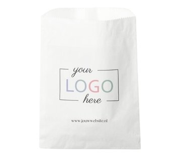 Sacs en papier imprimés - 17 x 25 cm - Blanc - Boîte de 1 000 sacs imprimés