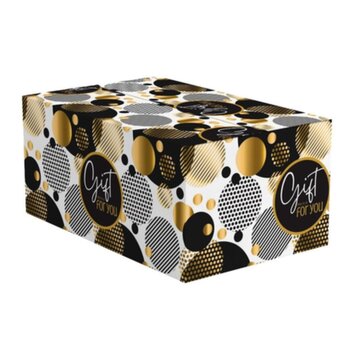 Specipack Boîtes cadeaux Bubbles - blanc, noir et or - 390 x 290 x 126 mm - paquet de 15 boîtes