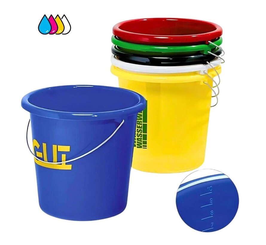 Impression de seaux 5L - Imprimé avec texte et logo - Par 100 pièces - Impression en trois couleurs