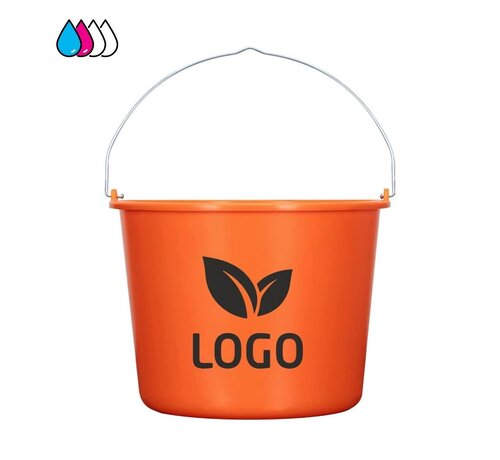 Impression de seaux 12L - Imprimé avec texte et logo - Par 100 pièces - Impression en deux couleurs