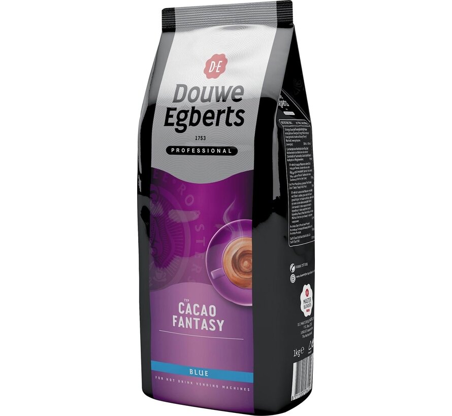 Douwe Egberts Cocoa Fantasy Bleu poudre de cacao pour distributeurs automatiques, paquet de 1 kg