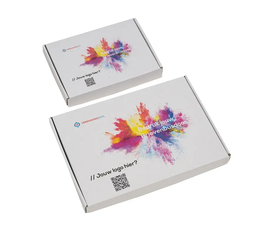 Boîte aux lettres en carton ondulé E-corrugated printed 350 x 225 x 30 mm XL White - Lot de 100 boîtes aux lettres imprimées avec votre propre design