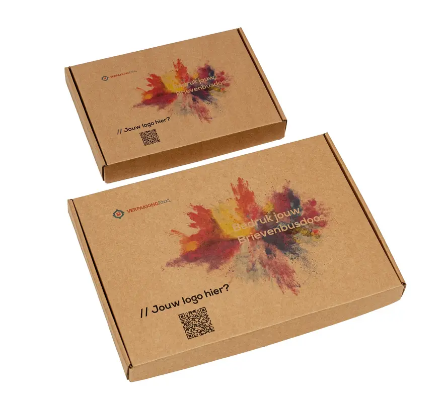 Boîte aux lettres en carton ondulé E-corrugated printed 350 x 225 x 30 mm XL Brown - Lot de 100 boîtes aux lettres imprimées avec votre propre design