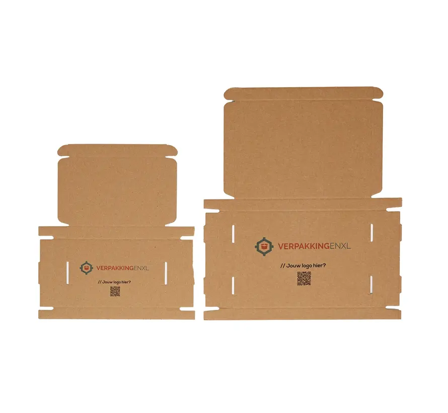 Boîte aux lettres en carton ondulé E-corrugated printed 350 x 225 x 30 mm XL Brown - Lot de 100 boîtes aux lettres imprimées avec votre propre design