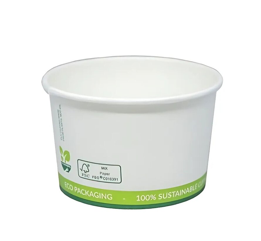Kartonnen ijsbeker - FSC® karton/PLA - 8oz/240ml/90mmØ x 56mm - Doos met 1.000 stuks