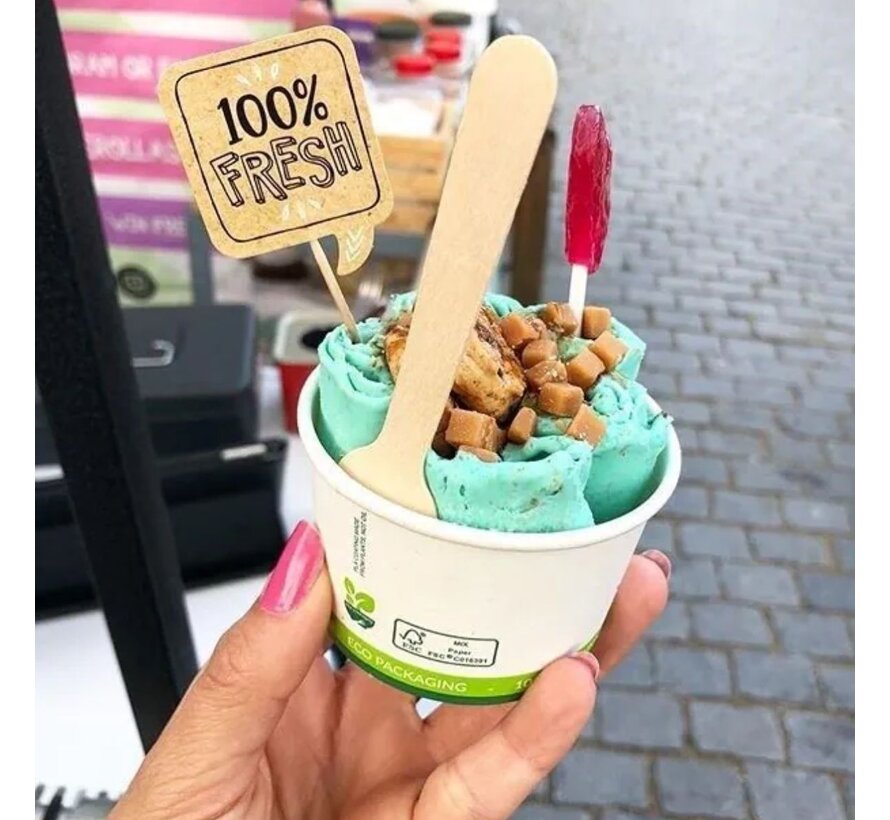 Gobelet en carton pour glace - Carton FSC®/PLA - 8oz/240ml/90mmØ x 56mm - Boîte de 1.000 pièces