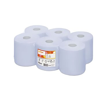 Satino Rouleau d'essuyage 1 pli 300 m x 20 cm - Emballage de 6 rouleaux - Couleur bleue