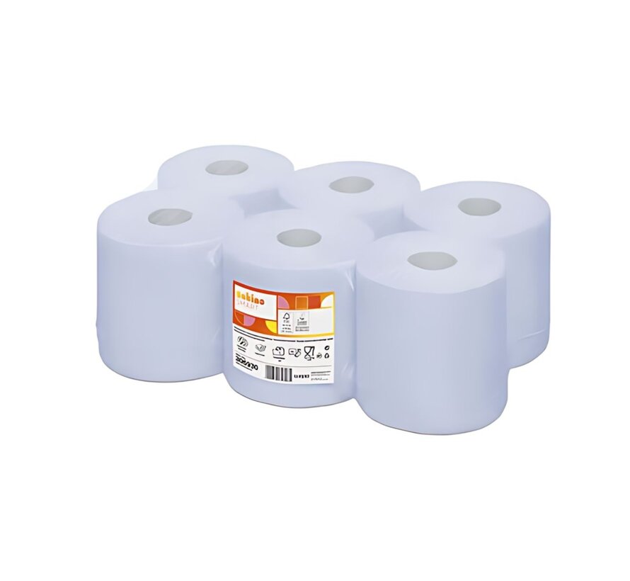 Satino Rouleau d'essuyage 1 pli 300 m x 20 cm - Emballage de 6 rouleaux - Couleur bleue