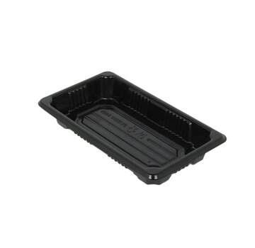 Plateau à sushi noir PS – 170 x 97 x 22 mm – Boîte de 800 pièces