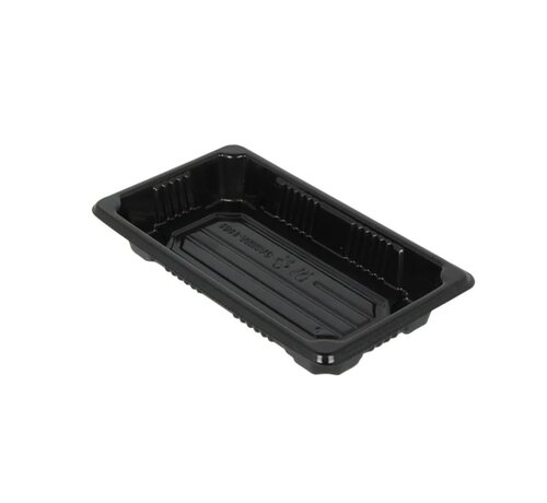 Plateau à sushi noir PS – 170 x 97 x 22 mm – Boîte de 800 pièces