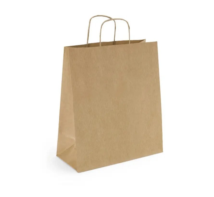 Papieren tasjes - 32 x 12 x 41 cm - Gedraaid koord - 200 stuks
