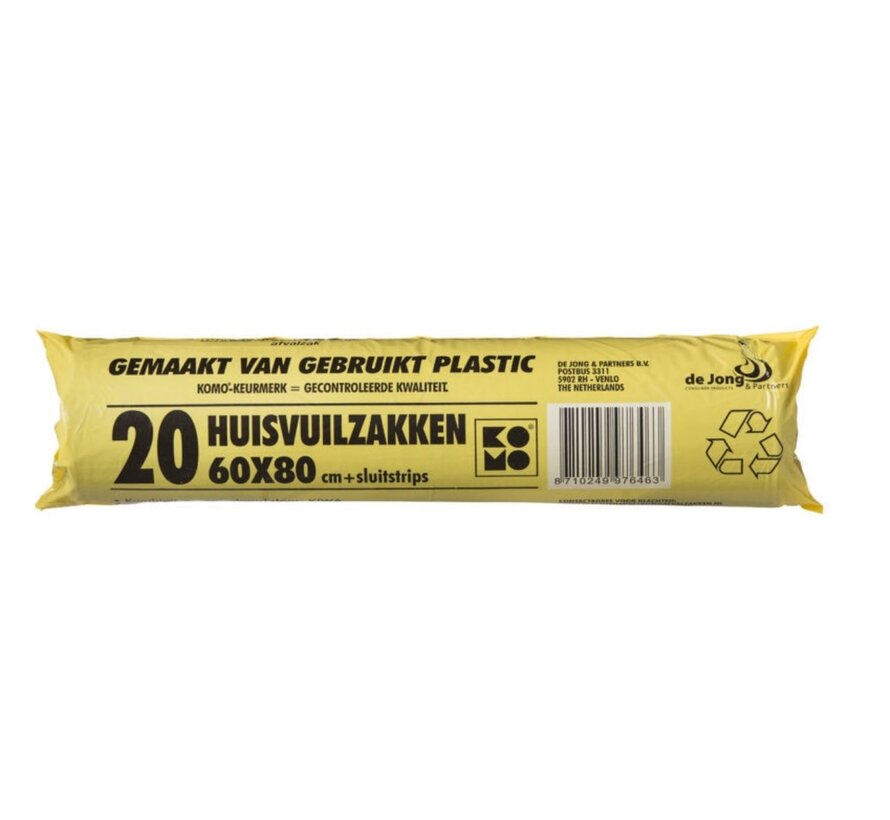 KOMO Afvalzak (huisvuilzak) 60x80cm Doos a 15x20 stuks