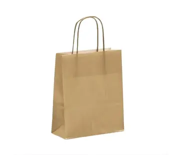 Papieren tas 18 x 8 x 22 - Bruin met gedraaid koord - Doos met 250 tasjes