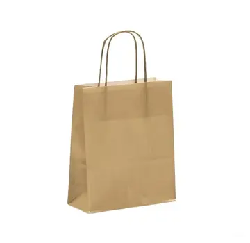 Sac en papier 18 x 8 x 22 - Brun avec anses torsadées - Carton de 250 sacs