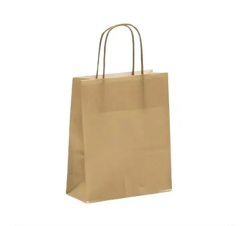 Sac en papier 18 x 8 x 22 - Brun avec anses torsadées - Carton de 250 sacs