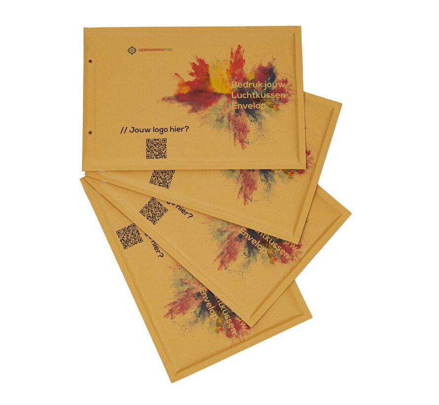 Enveloppes à bulles brunes F imprimées - Enveloppe à bulles 220 x 340 mm imprimée avec votre propre design - Boîte de 100 pièces