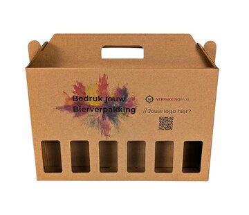 Specipack Emballage de bière pour 6 bouteilles imprimées - Carton avec fenêtres - Lot de 100 cartons avec votre propre design