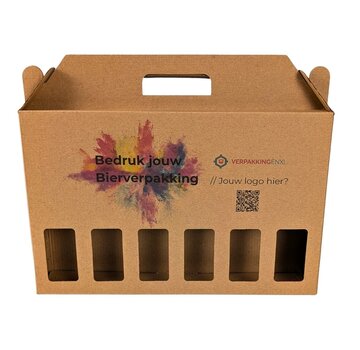 Specipack Emballage de bière pour 6 bouteilles imprimées - Carton avec fenêtres - Lot de 100 cartons avec votre propre design