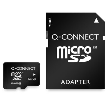 Q-CONNECT microSD geheugenkaart, met SD-adaptor, 64 GB