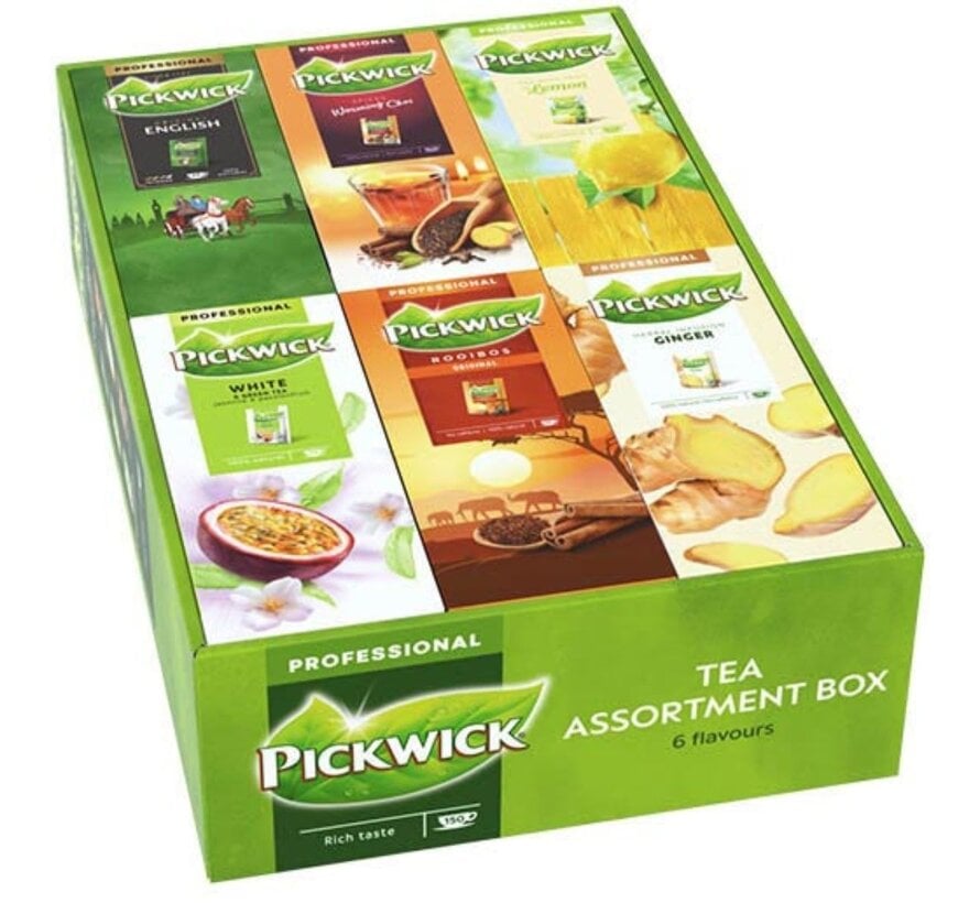 Thé Pickwick, assortiment de 6 saveurs, paquet de 150 sachets