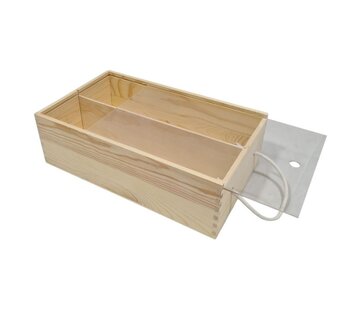 Specipack Wijnkist hout voor 2 flessen - met schuifdeksel - 34 cm x 19,5 cm x 9,5 cm - met draagkoord