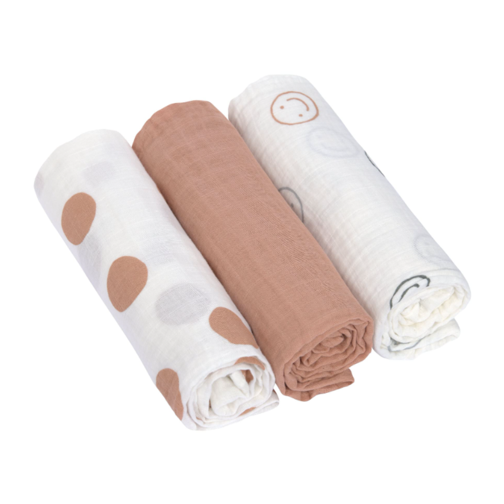 Lassig Lässig - Swaddle & Burp Blanket L Tiny Smile maple,, 3 pcs ass., 85 x 85 cm