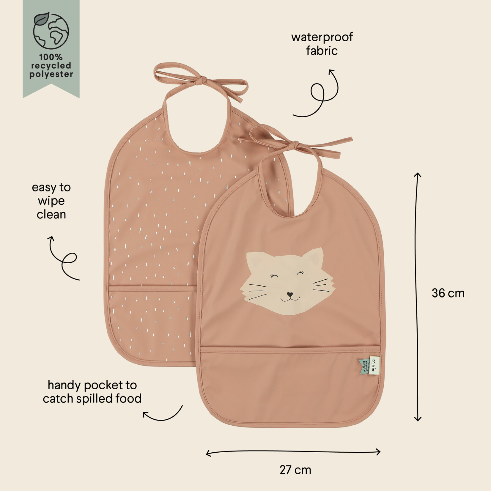 Trixie Trixie - Afwasbaar slabbetje 2-pack - Mrs. Cat
