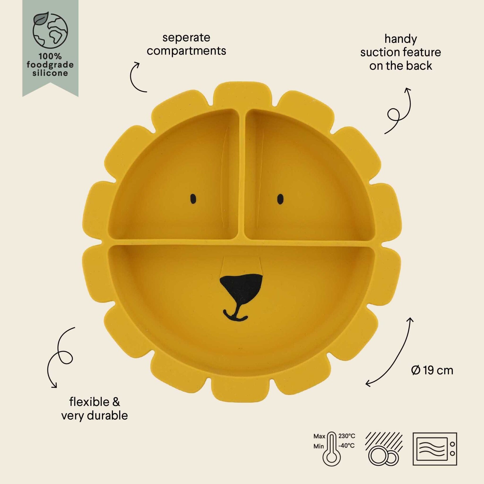 Trixie Trixie - Siliconen bord met vakjes en zuignap - Mr. Lion