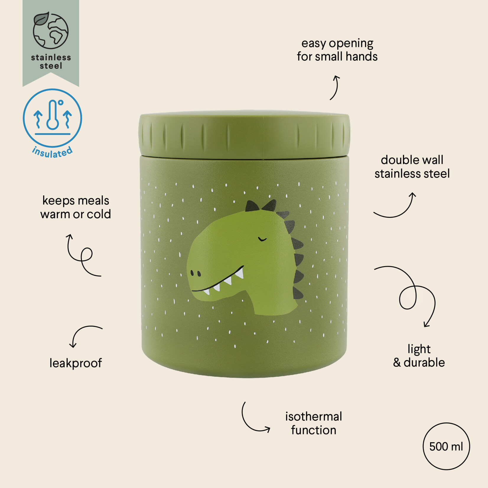 Trixie Trixie - Isothermische lunchpot 500 ml - Mr. Dino